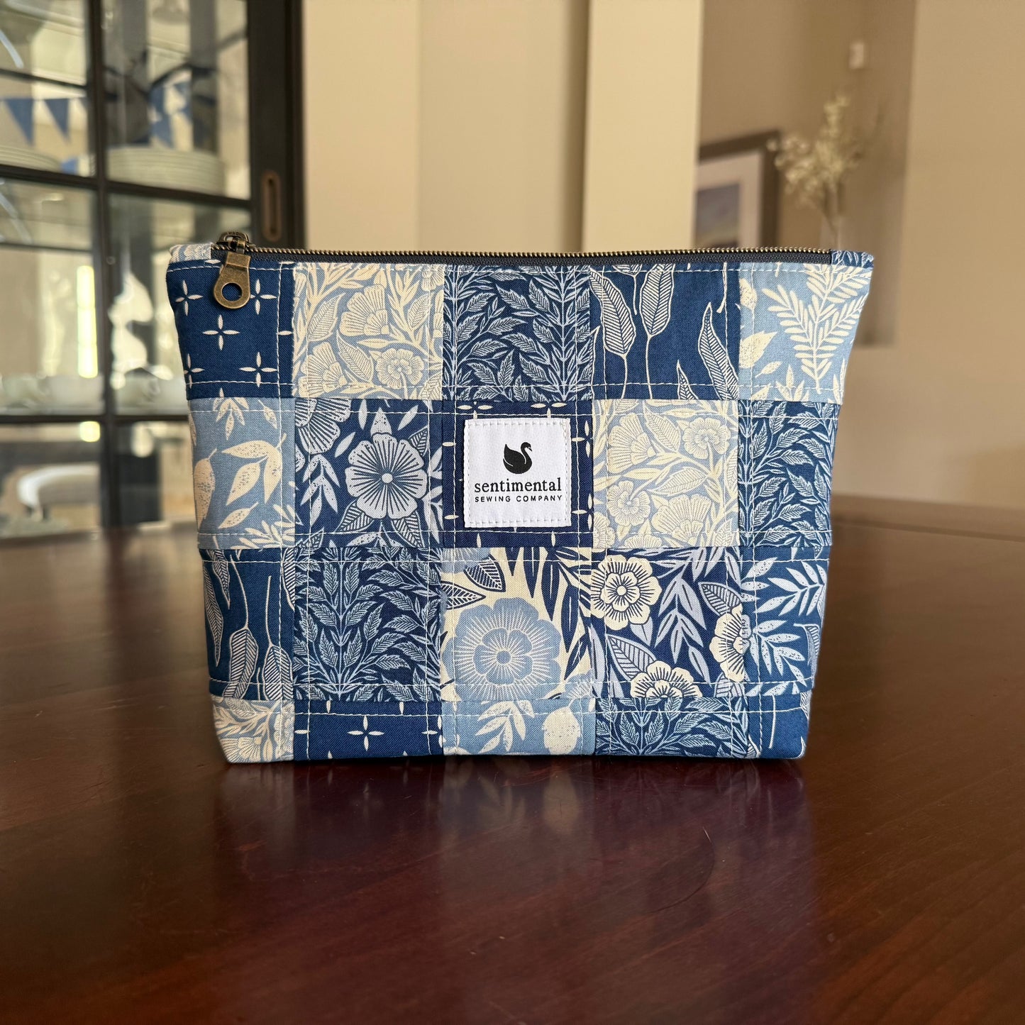 Blue Floral Patchwork Pouch