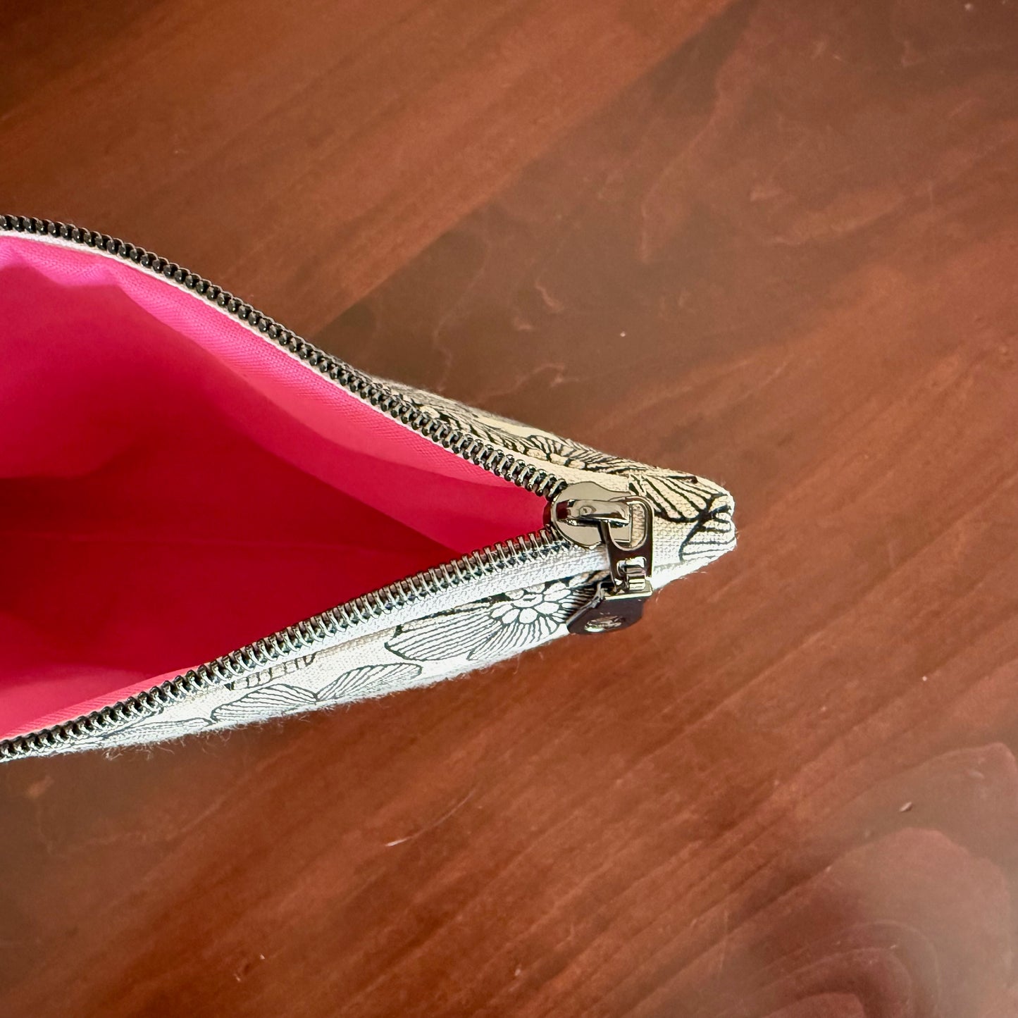 Flower Print Canvas Pouch - Size L