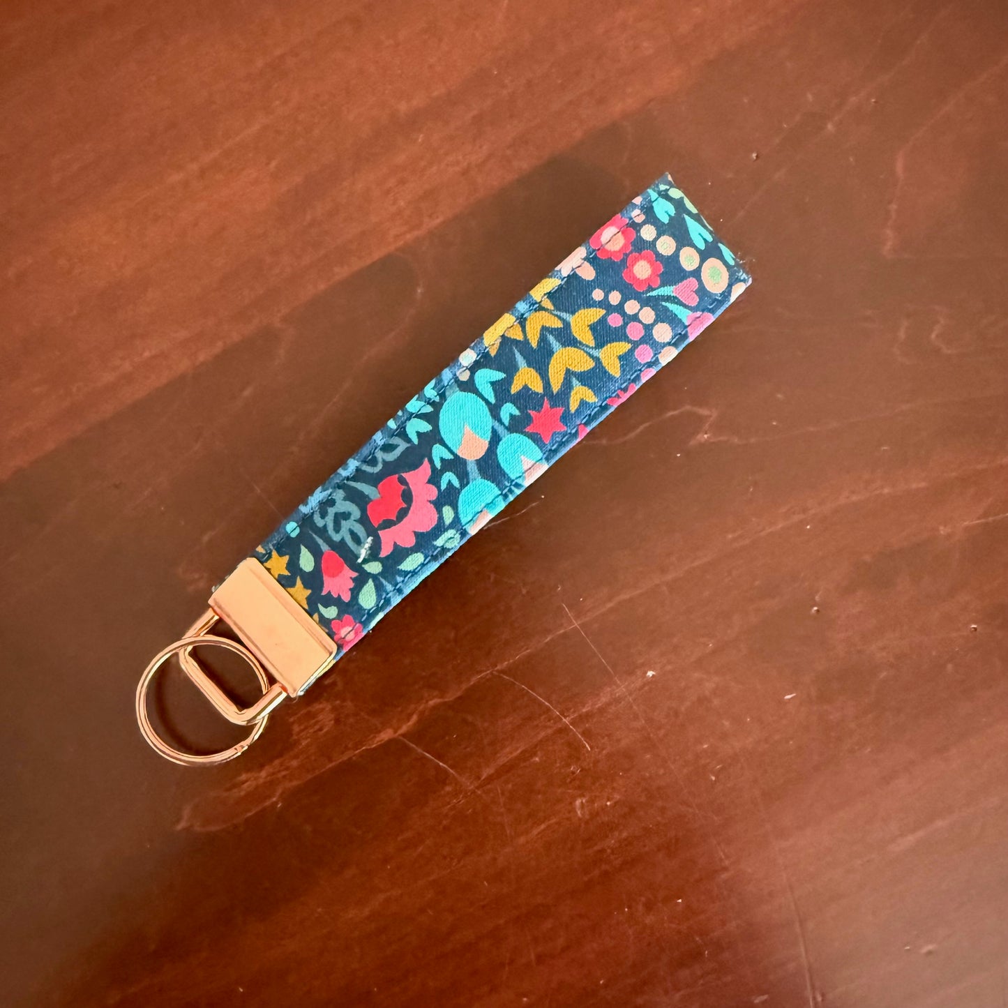Blue Floral Keychain