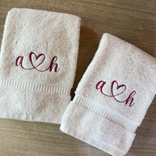 Custom Initials Towel Set with Heart